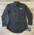 Rock & Roll Long sleeve 2pkt Geo woven snap dark brown shirt | BMN2S02172