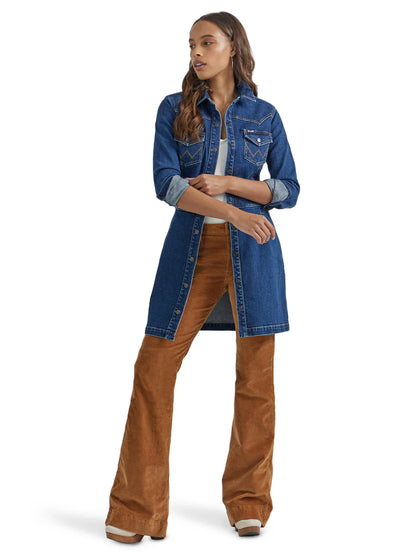 WOMENS WRANGLER® LONG SLEEVE DENIM JACKET DRESS | 112353126