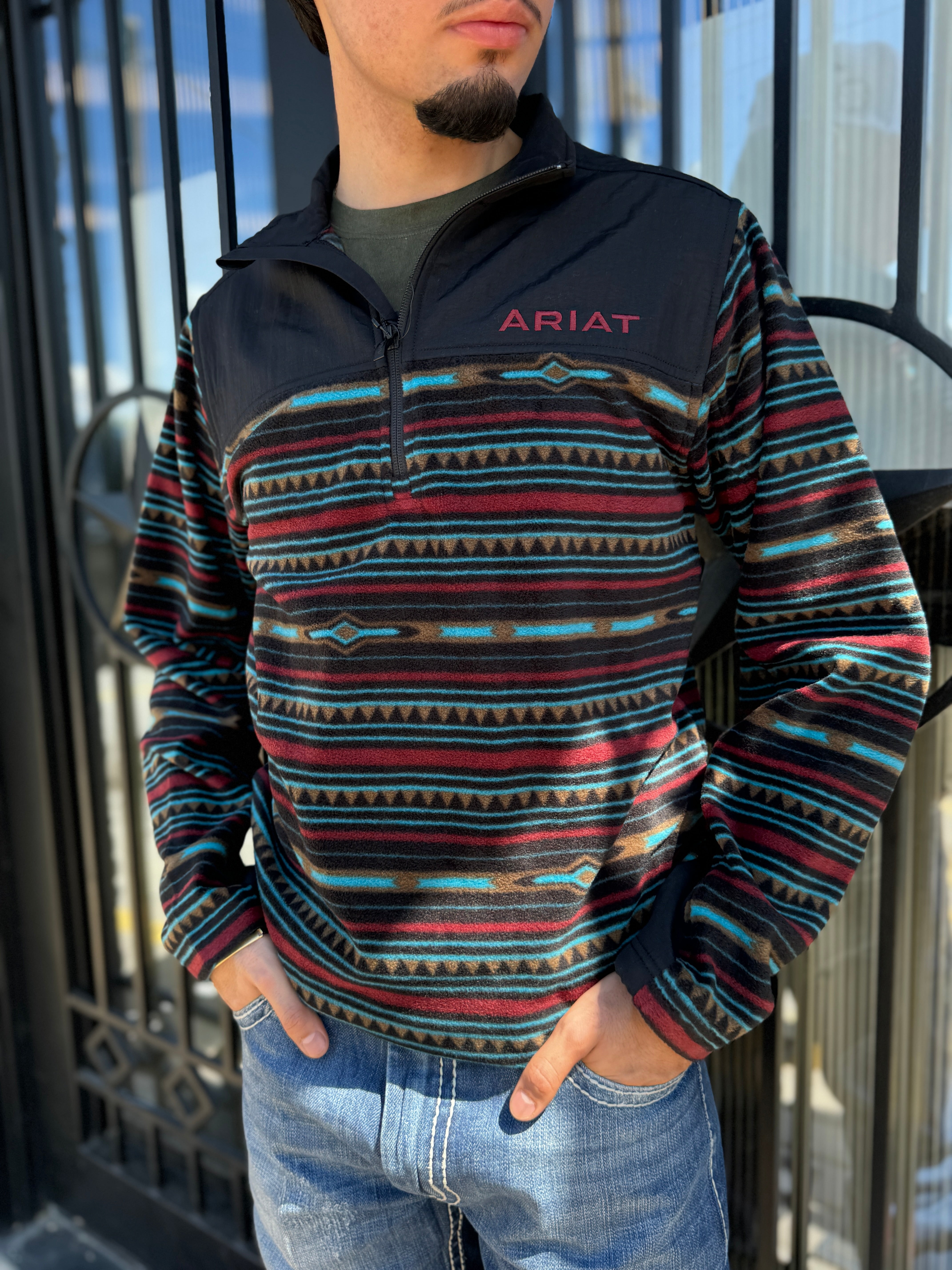 MENS ARIAT BASIS BLACK SOUTHWEST SWEATER | 10052088