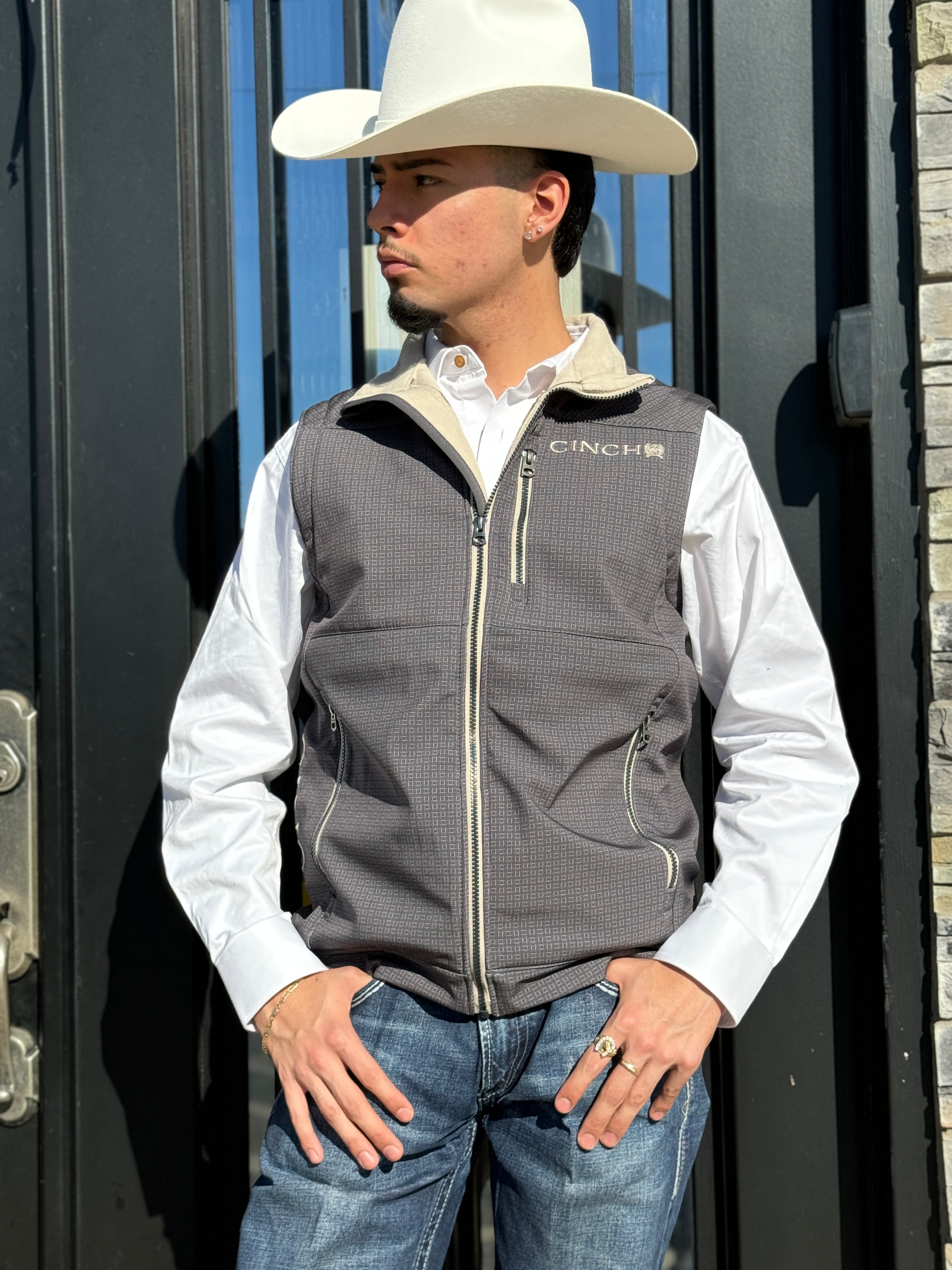 Men's Cinch Conceal Carry Bonded Gray Vest |MWV1541008