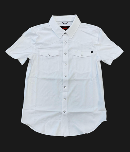 MENS ROCK & ROLL WHITE TEK SHORT SLEEVE SOLID RIPSTOP SNAP  | BMN3S02400