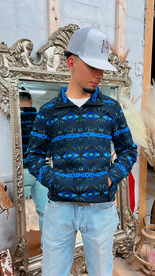 ROCK & ROLL MENS AZTEC PULLOVER BLUE  | BM91C01939