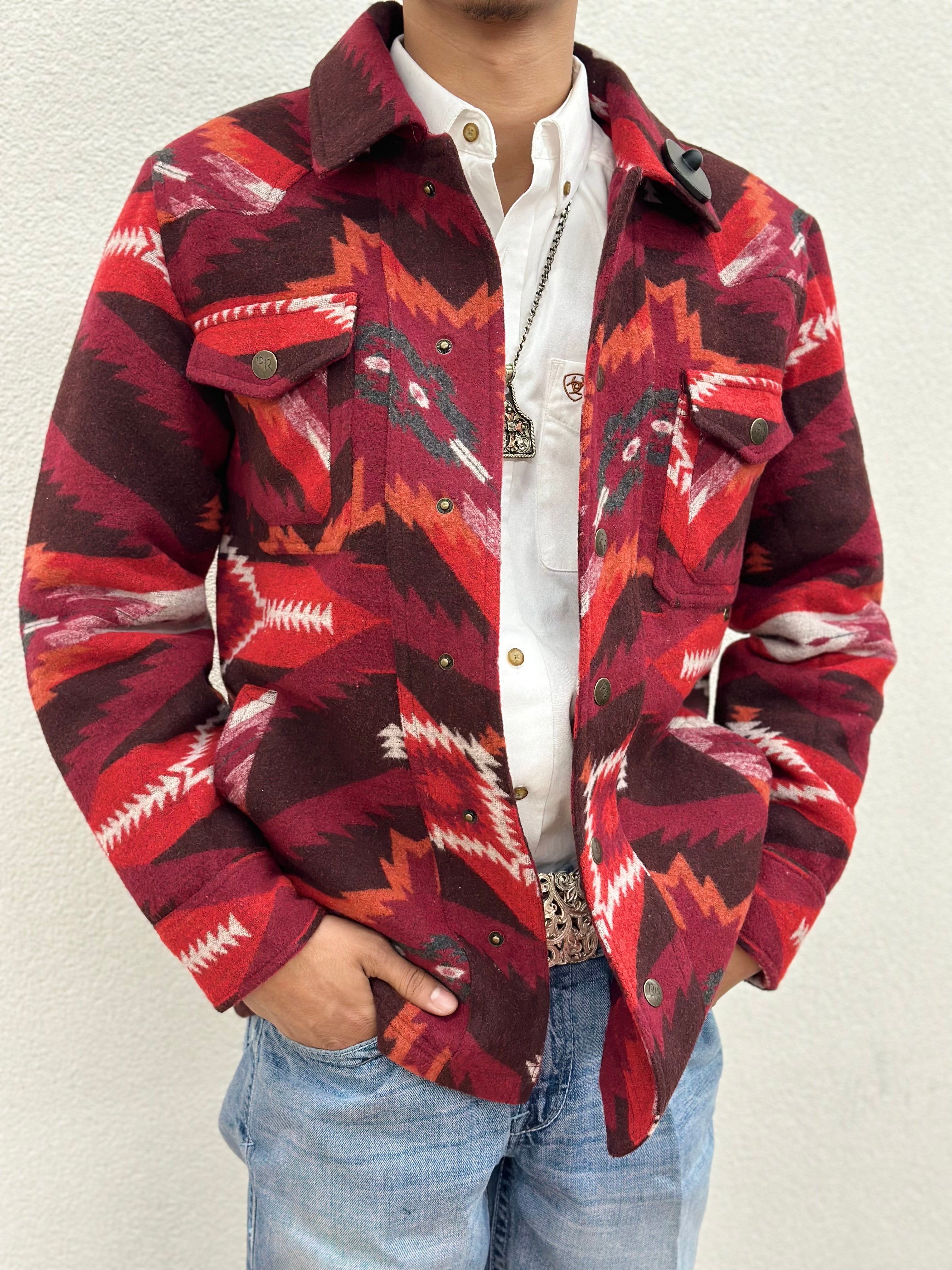 “ Commander “ | MENS AZTEC WOOL JACKET WINE PANHANDLE PRM092RZZC