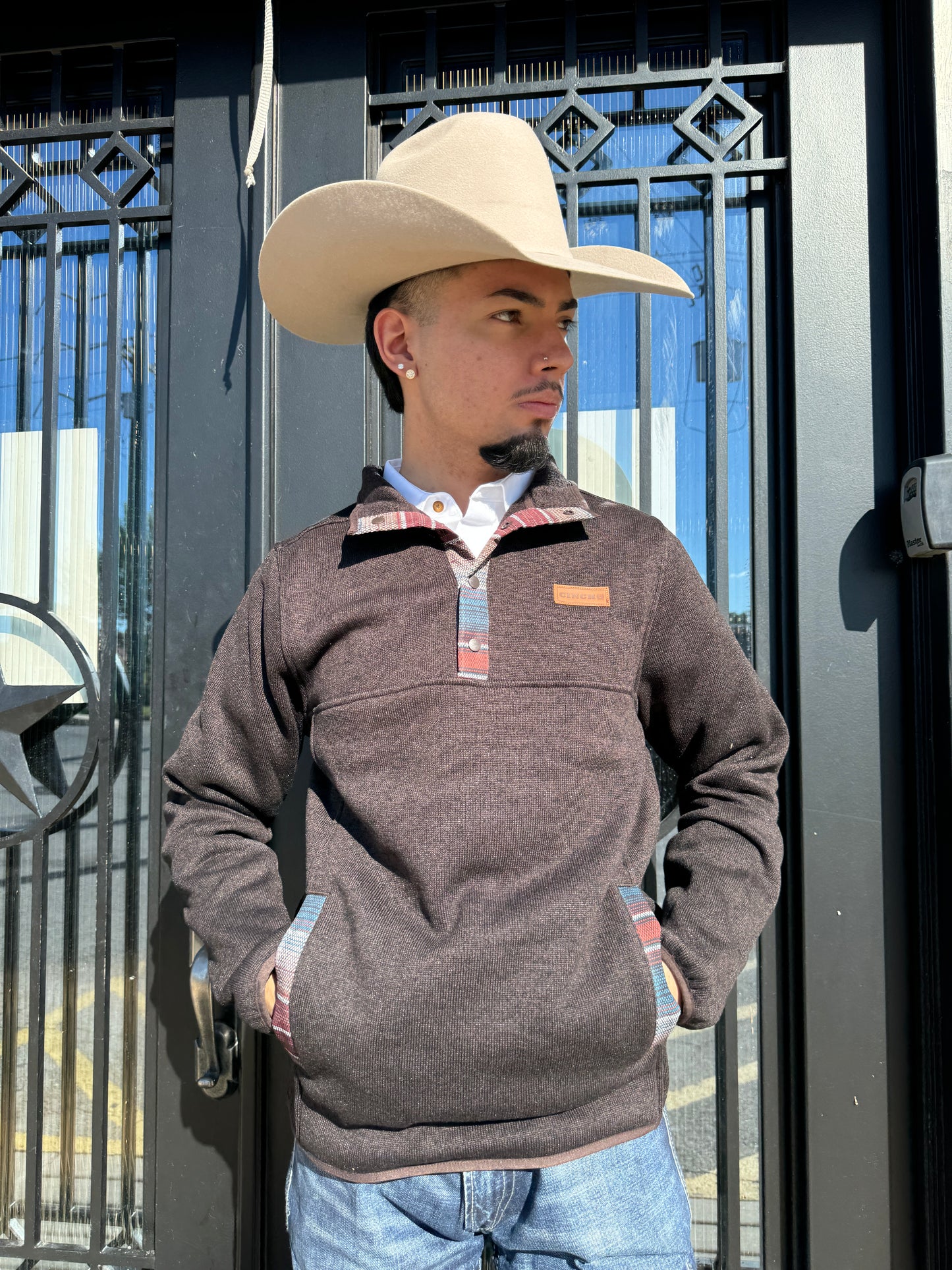 CINCH MEN'S BROWN PULLOVER SWEATER |MWK1534007