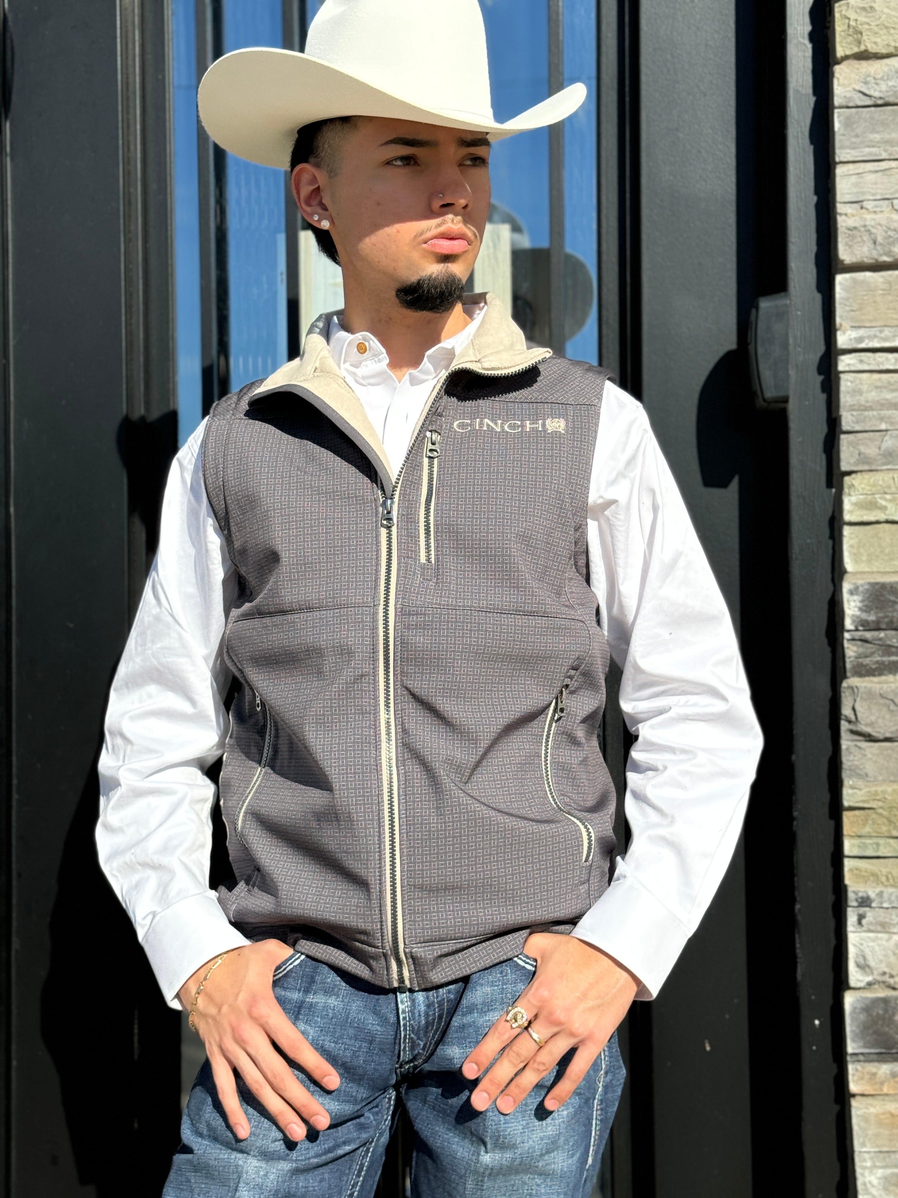 Men's Cinch Conceal Carry Bonded Gray Vest |MWV1541008