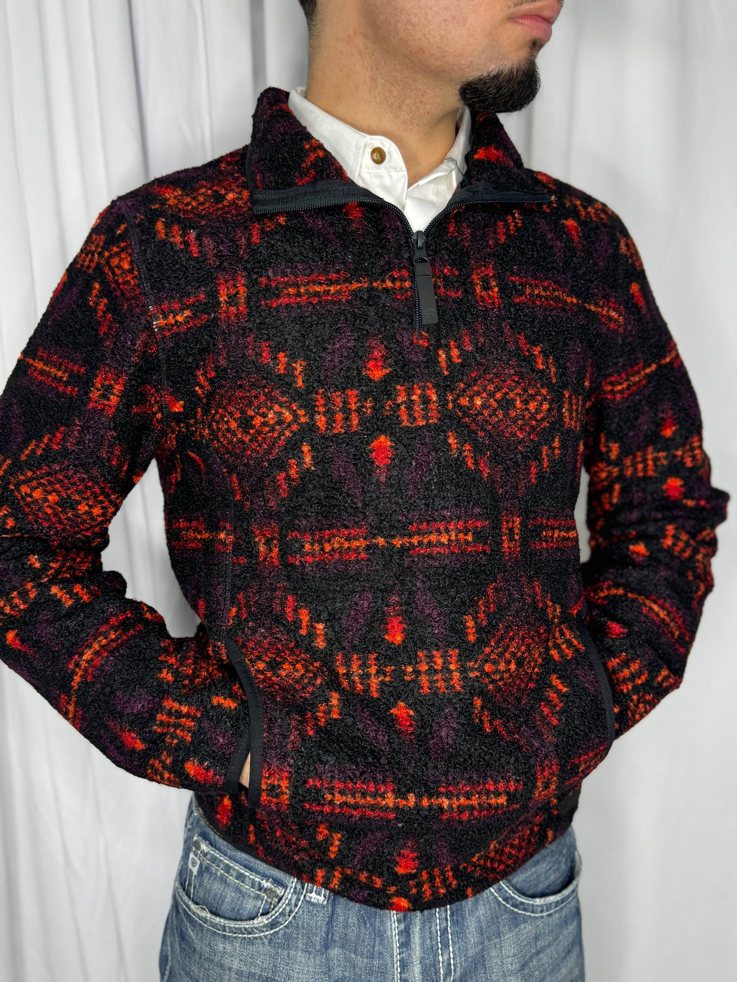 “ Jason “ | MENS R0CK & ROLL RED PRINTED BERBER AZTEC PULLOVER RED BM91C05552