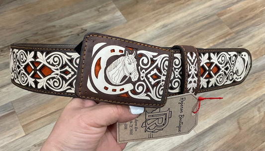 Steven Tooled leather belt