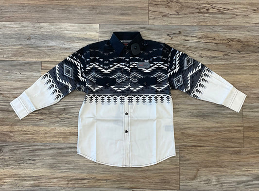 BOYS ROCK & ROLL  AZTEC PRINT LONG SLEEVE SNAP SHIRT | BBN2S02511