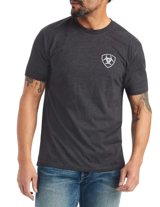 MENS ARIAT MINIMALIST SHORT SLEEVE T-SHIRT CHARCOAL HEATHER | 10042639