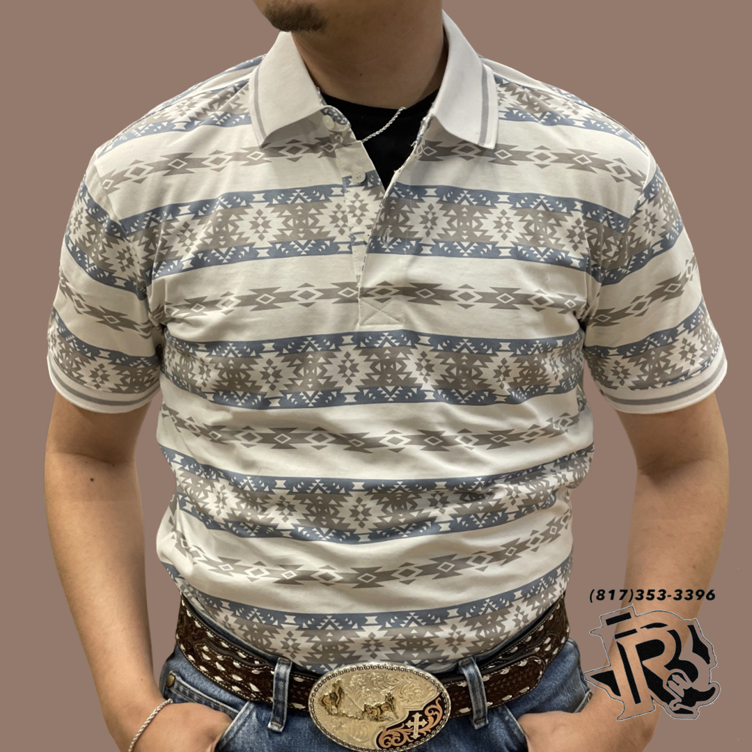 ‘’ LUCA ’’ |  MENS PLATINI AZTEC PRINT POLO AZP9840