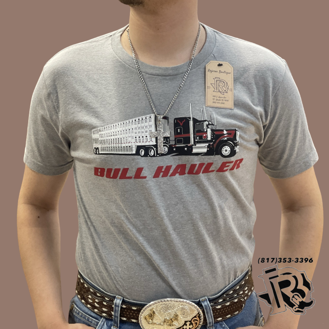 ‘’ JAMES’’ MENS BULL HAULER GREY T-SHIRT