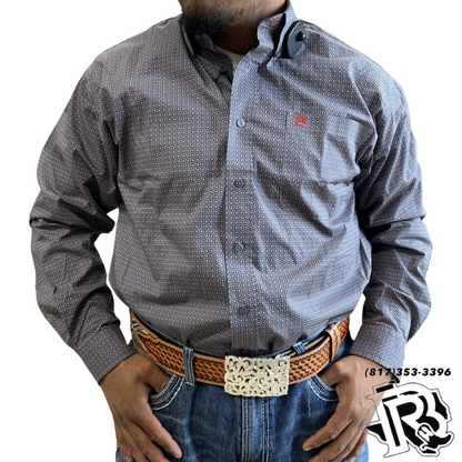 CINCH GREY GEOMETRIC PRINT - MENS SHIRT - MTW1105650