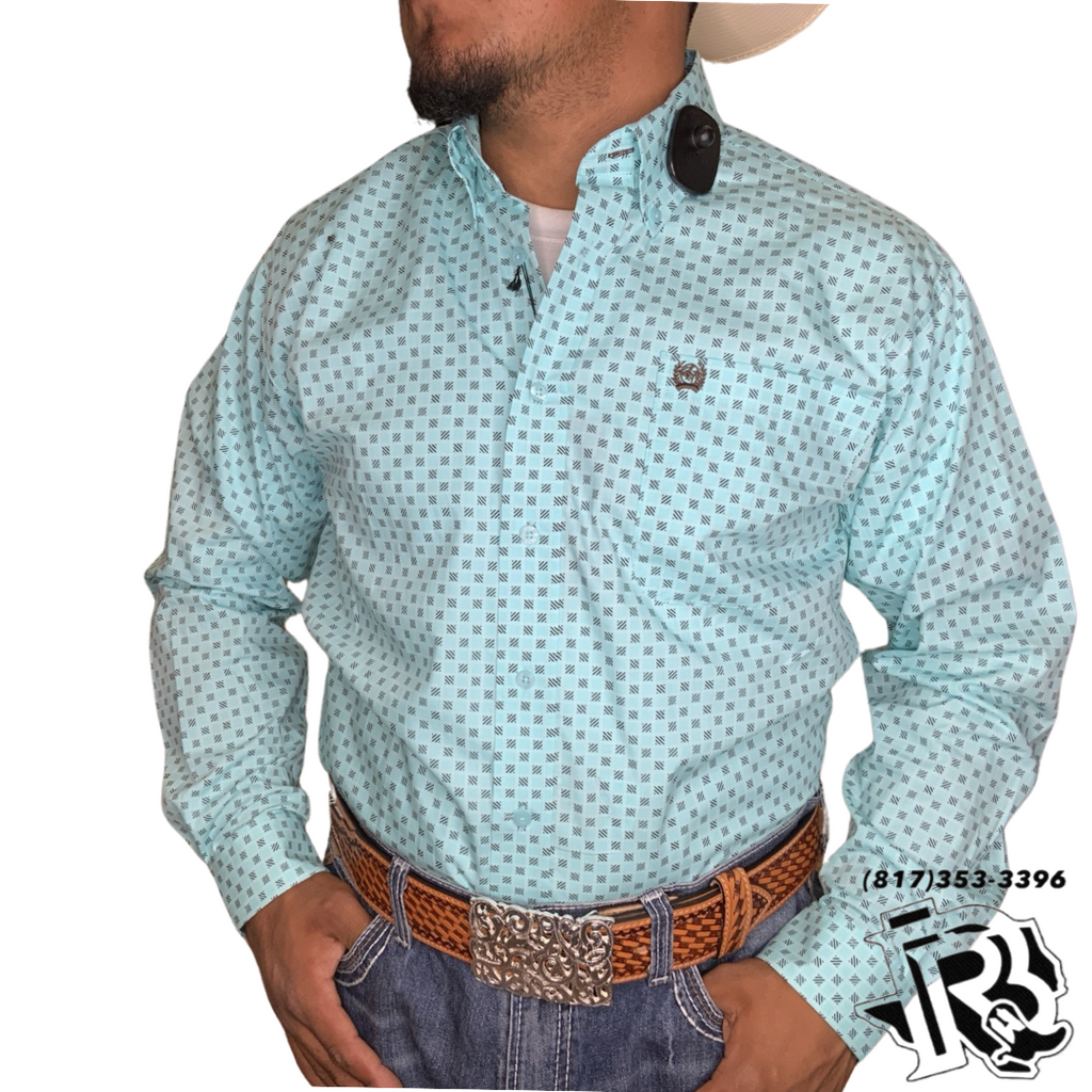 MENS LONG SLEEVE PRINT LIGHT BLUE CINCH SHIRT LIGHT BLUE | MTW1105436