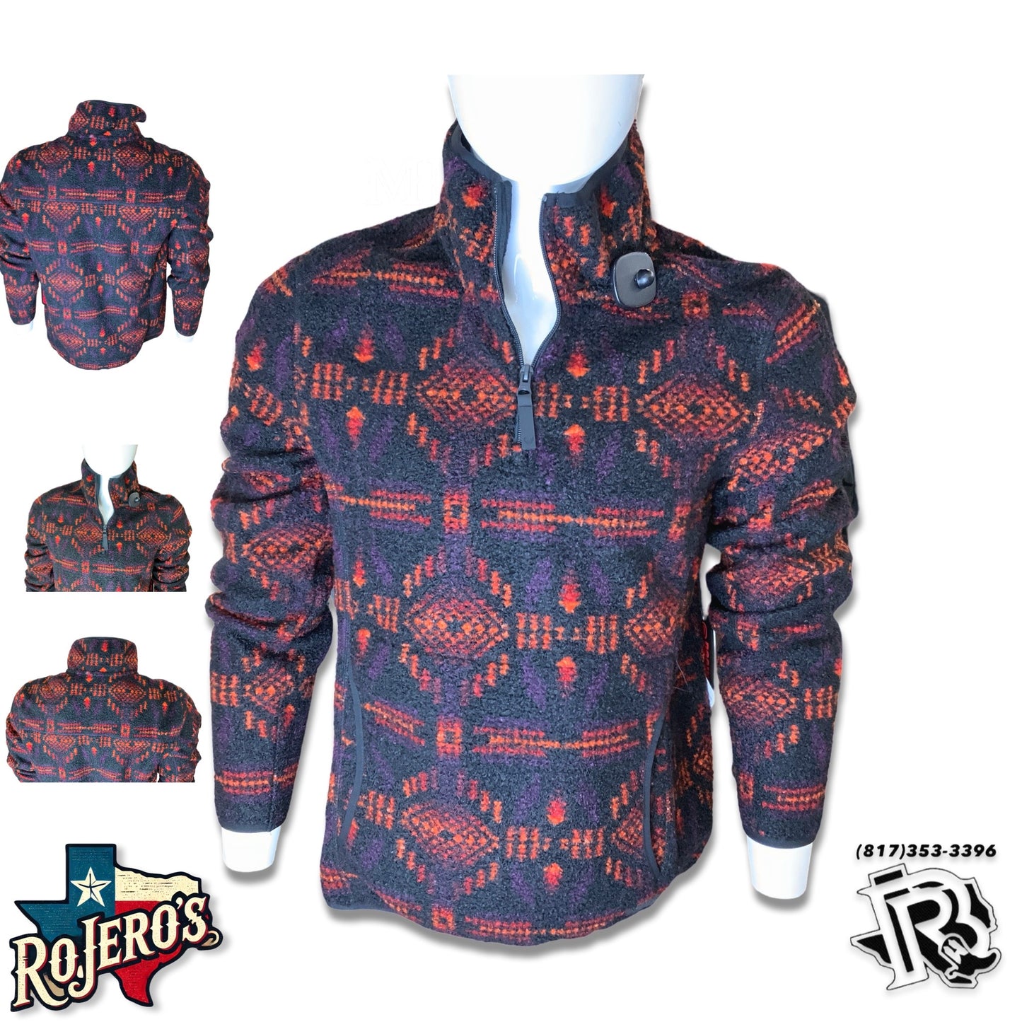 “ Jason “ | MENS R0CK & ROLL RED PRINTED BERBER AZTEC PULLOVER RED BM91C05552