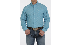 MEN’S LONG SLEEVE PRINT BLUE CINCH SHIRT | MTW1105372