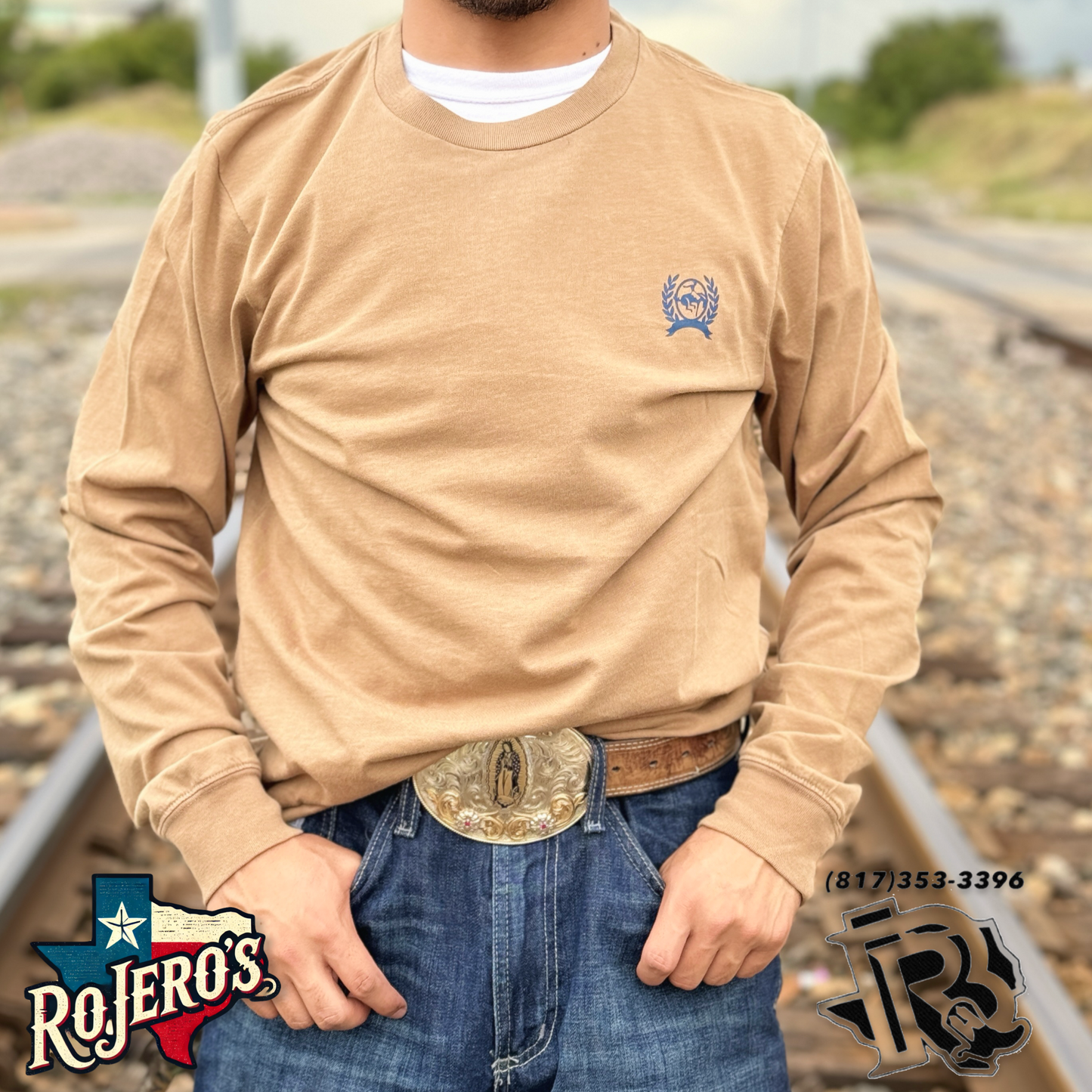 Cinch Men's Cowboy Long Sleeve khaki Graphic T-Shirt |MTK1721014