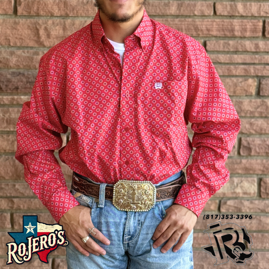 Men’s cinch red long sleeve shirt | MTW1105727