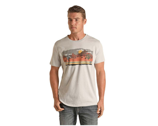 MENS ROCK AND ROLL TEE LIGHT GREY (P9_3087)