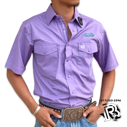 Mens Rock & Roll short sleeve solid poplin snap Purple shirt | PMN3S03201