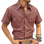 Mens Rock & Roll short sleeve 2pkt Diamond Orange Snap shirt | BMN3S03948