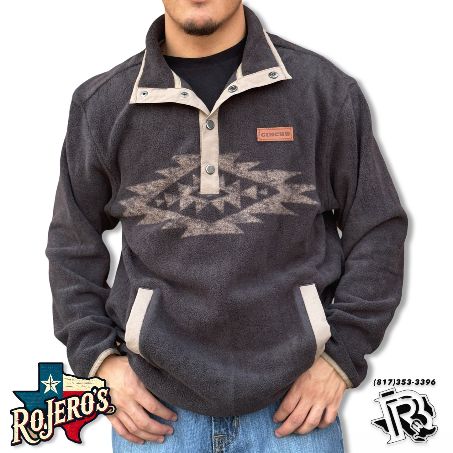 Cinch Men's Charcoal Polar Fleece Pullover | MWK1912001