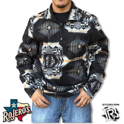 Powder River Outfitters Men's Multi Aztec 1/4 Zip Fleece Sweatshirt | DM91C04093