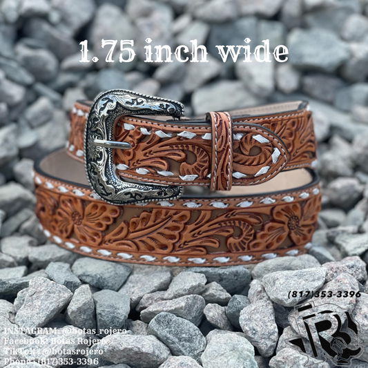 “MANNY”|MEN’S TOOLED LEATHER BELT