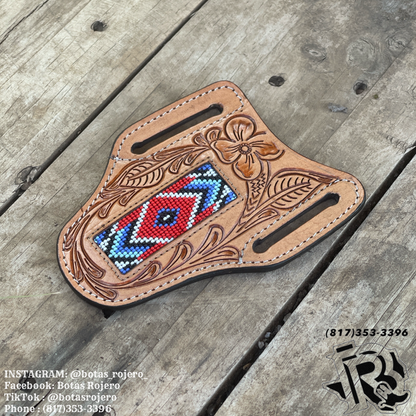 “ JOSEPH “ | MEN KNIFE SHEATH TOOLED LEATHER BEADED