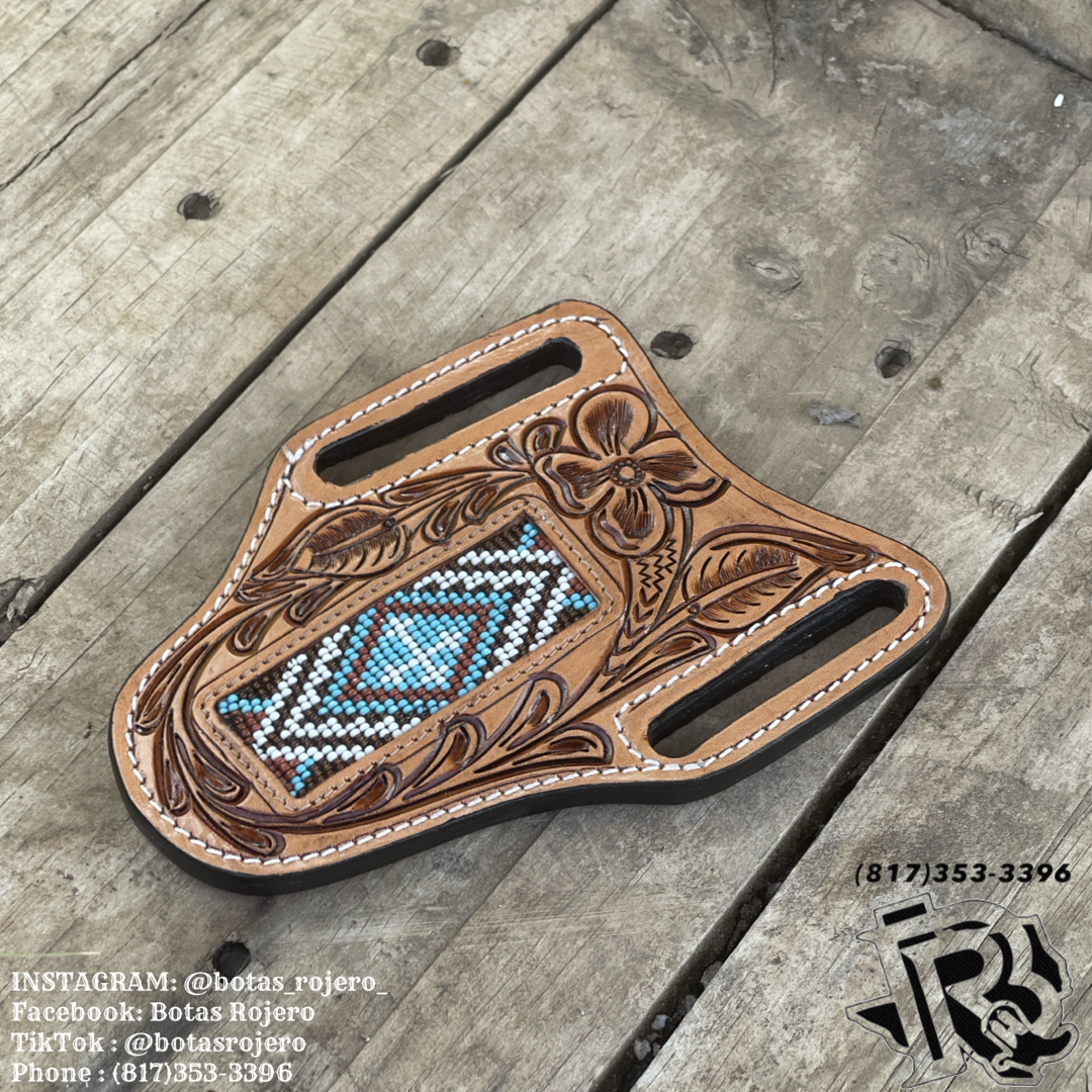 “ JAIME “ |  KNIFE SHEATH WESTERN TOOLED LEATHER  BEADED