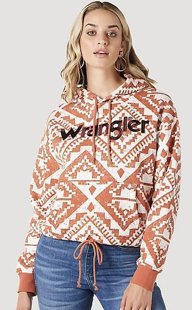 WOMEN'S WRANGLER BOLD LOGO CINCHED HOODIE IN GINGER SPICE|112335652