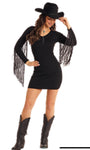 WOMENS ROCK & ROLL SWEATER DRESS WITH FRINGE BLACK | BWD2R05290