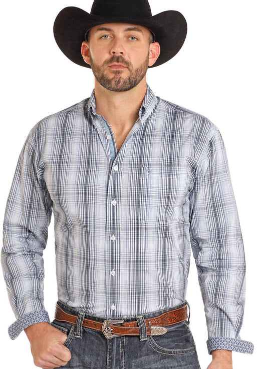 MENS PANHANDLE LONG SLEEVE BLUE SHIRT | RMB2S04585