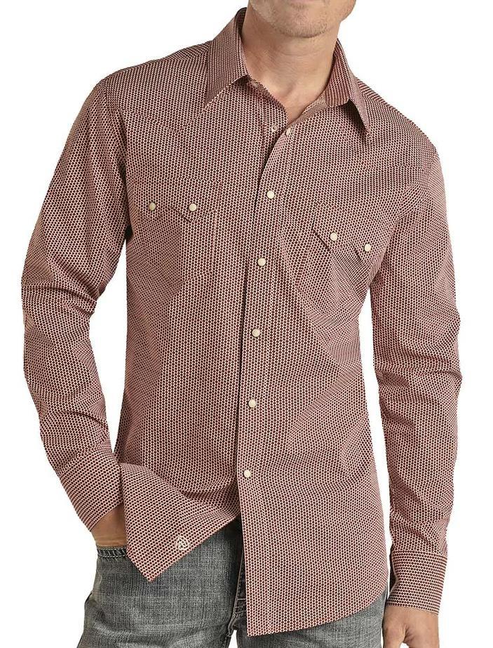 ROCK & ROLL  MEN'S DIAMOND PRINT SNAP SHIRT | BMN2S02526