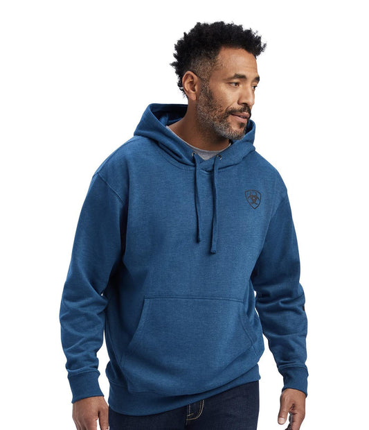 Ariat® Men's Logo Poseidon Heather Blue Hoodie  | 10041803