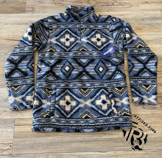 WRANGLER MEN'S BLUE AZTEC PRINT 1/4 ZIP PULLOVER |112335745