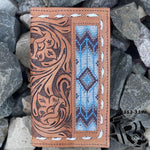 “ Fabian “ | MEN WESTERN WALLET BEADED LIGHT BLUE