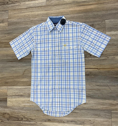 MENS ROCK & ROLL SHORT SLEEVE BABY BLUE SHIRT | PMN3S03315