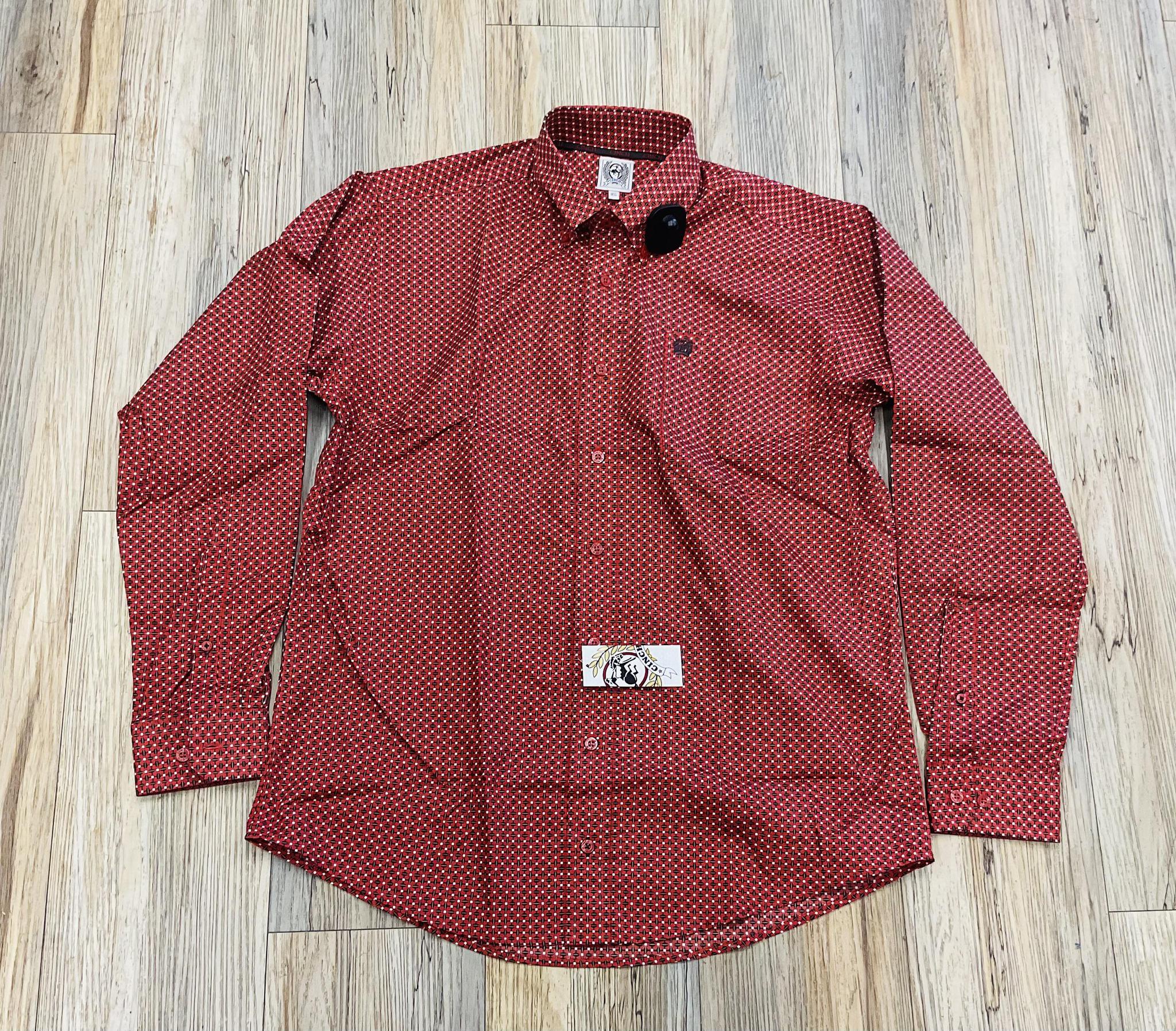 CINCH MENS LONG SLEEVE RED SHIRT | MTTW1105653