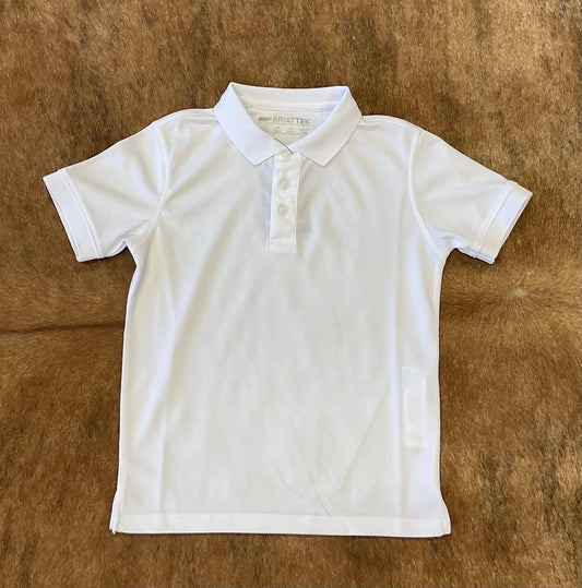 BOYS ARIAT TEK POLO WHITE | 10048876