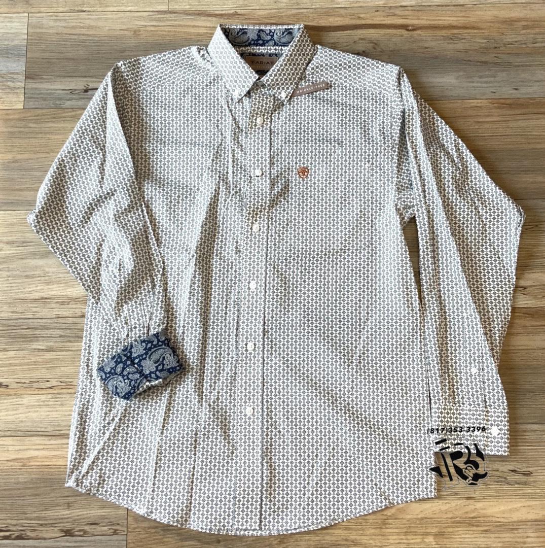 ARIAT MENS KINGSLEY LONG SLEEVE WHITE SHIRT | 1OO46205