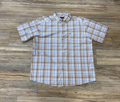 MENS ARIAT PRO DENZEL SHORT SLEEVE BEIGE SHIRT | 10048429