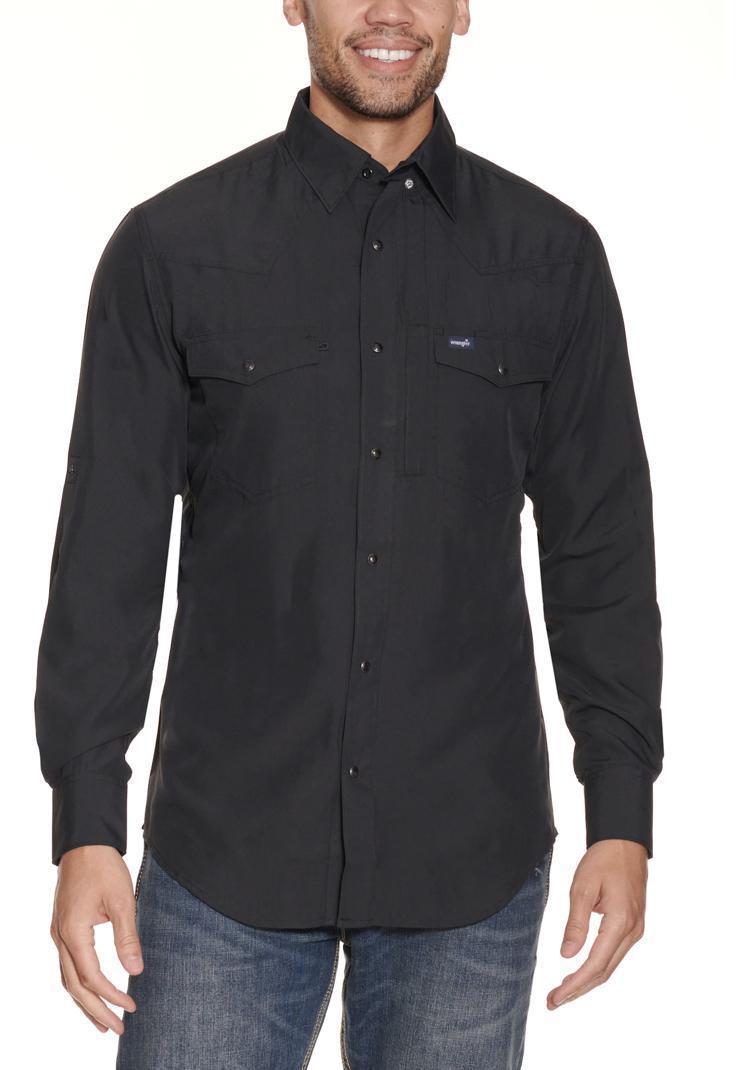 | Wrangler Men's BLACK Classic Fit Performance Long Sleeve Shirt|112323744