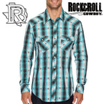 ROCK&ROLL MEN'S YARNDYE DOBBY PLAID WESTERN SNAP SHIRT