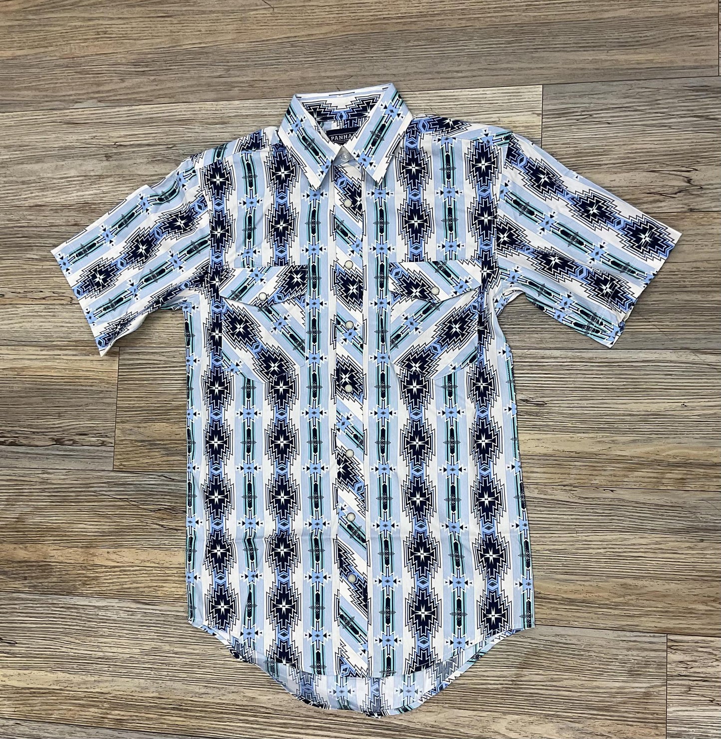 MENS PANHANDLE  AZTEC SNAP BABY BLUE SHIRT | PMN3S03319