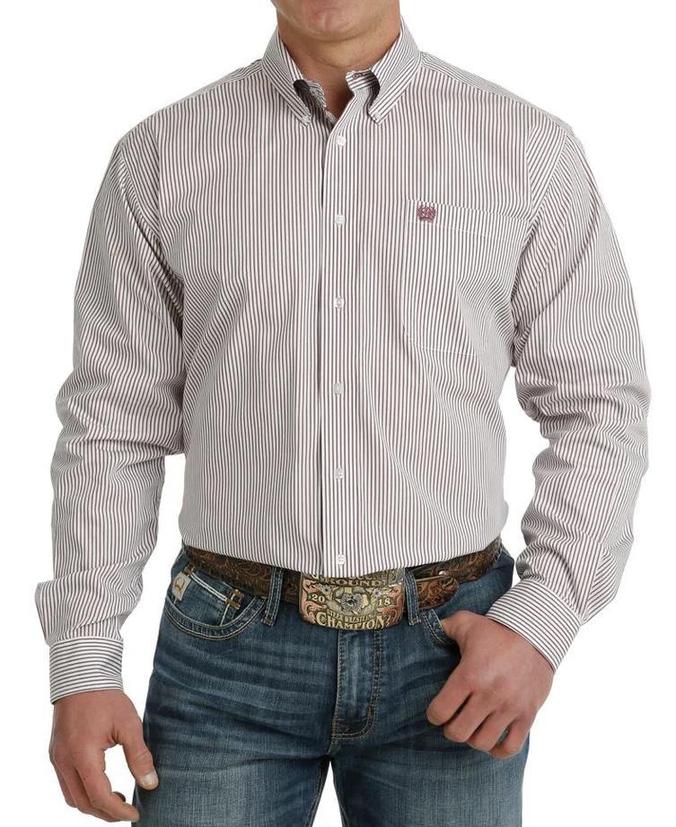 MENS CINCH WHITE STRIPE LONG SLEEVE SHIRT | MTW1105711