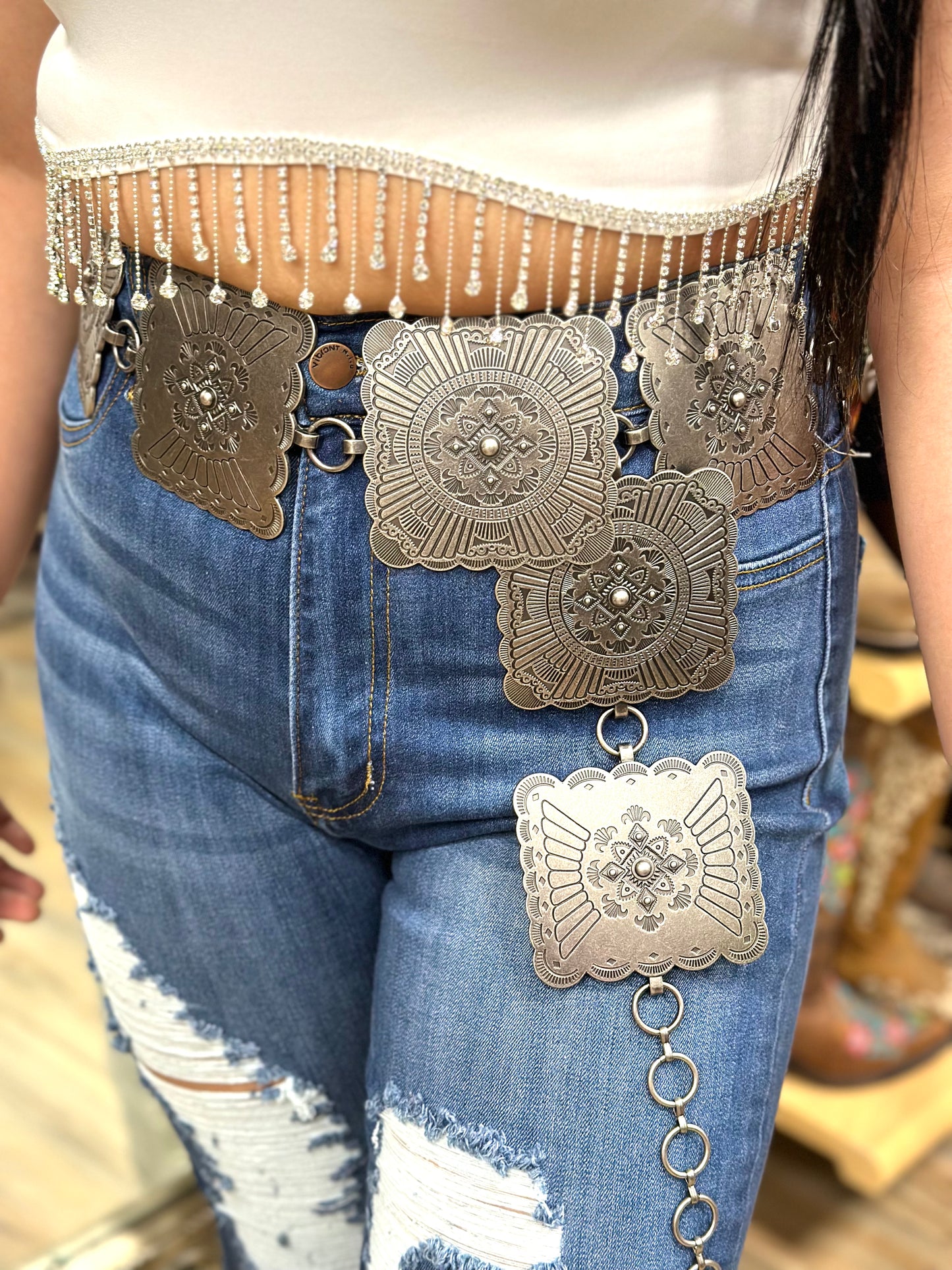 SQUARE CONCHO LADIES BELT | D140004036