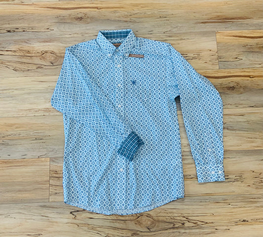 Mens ariat  Wayne classic long sleeve shirt Aquaville | 10045054