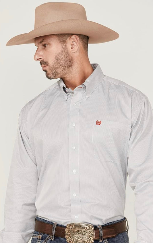 MEN'S CINCH MICROSTRIPE PRINT BUTTON-DOWN WESTERN SHIRT - WHITE / GRAY (MTW1105400)