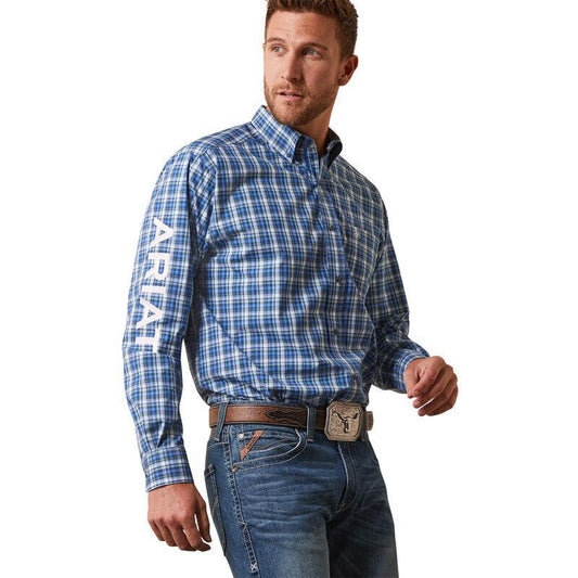 Mens ariat pro Team Samson classic long sleeve shirt blue |10043794