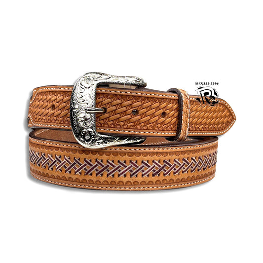 “ Daniel “ | CHESTNUT RANGER BELT Buck stitch Light Brown E-9036